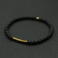 Pulsera De Hombre Nueva 4mm Color Oro Antiguo Con Piedra De Hematita Y Madera Natural Pulsera De Meditación Con Cuentas Geométricas - details 5