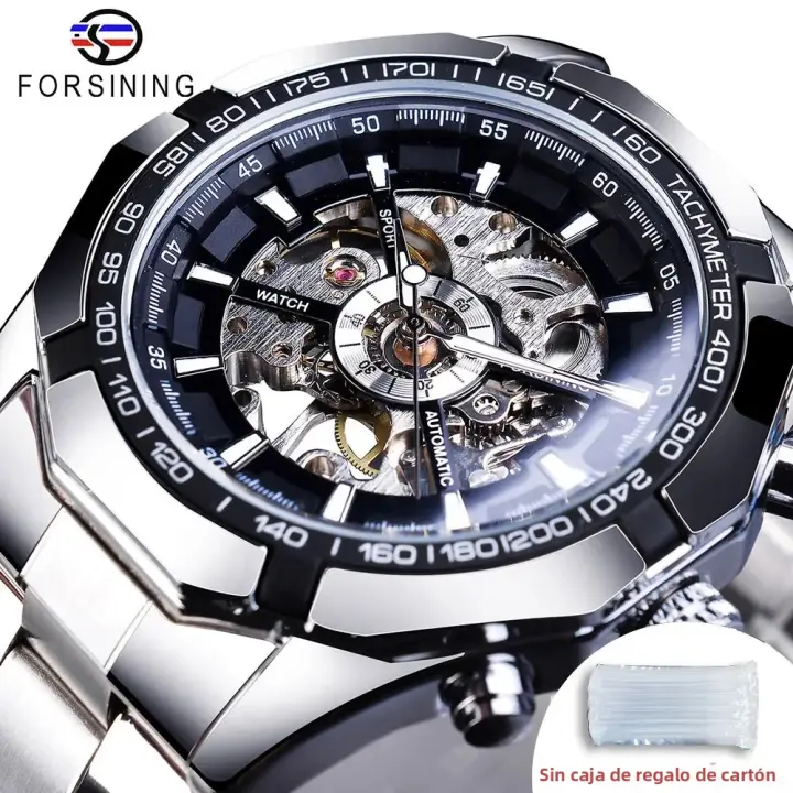 Reloj De Pulsera Deportivo De Lujo Para Hombre Forsining 2021 Acero Inoxidable Impermeable Con Caja Skeleton Movimiento Mecánico Transparente - 1