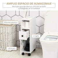kleankin Armario de Baño Mueble Auxiliar para Baño Espacio Reducido con Ruedas Estantes Abiertos Armario Cajón 18x30x68,5 cm - details 3