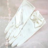 Guantes De Encaje Para Niñas Blancos Con Lazo Guantes De Satén Dulce Para Niños Accesorios De Boda Y Comunión Moda Infantil - details 5