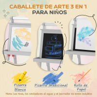 AIYAPLAY Pizarra Infantil Caballete de Pintura para Niños 3 en 1 Pizarra de Doble Cara Magnética con Rollo de Papel y Cestas de Almacenamiento Gris - details 3