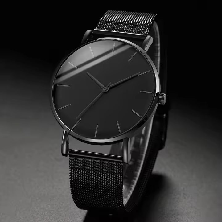 Reloj De Negocios Para Hombre En Color Negro Con Correa De Malla Moda Y Casual Movimiento De Cuarzo Reloj Hombre Relogio Masculino - 1