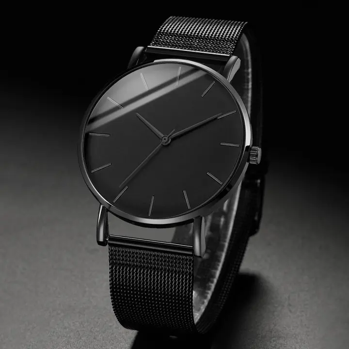 Reloj De Negocios Para Hombre En Color Negro Con Correa De Malla Moda Y Casual Movimiento De Cuarzo Reloj Hombre Relogio Masculino - 1