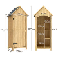 Outsunny Caseta Jardín Exterior de Madera 77,5x54,2x179,5 cm 0,3 m² Cobertizo Jardín Exterior Armario para Almacenaje de Herramientas con 3 Estantes y 2 Puertas con Cerrojo para Patio Terraza Natural - details 2