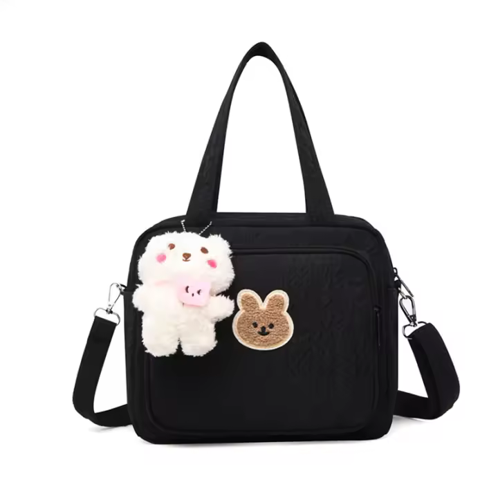 Diaper Bag Tote Travel Diaper Tote Bag Multifunction Baby Diaper Bag Cute Small Diaper Crossbody Bag with Silicone Pacifier Holder Case for Newborn Hospital Storage Supplies - 1