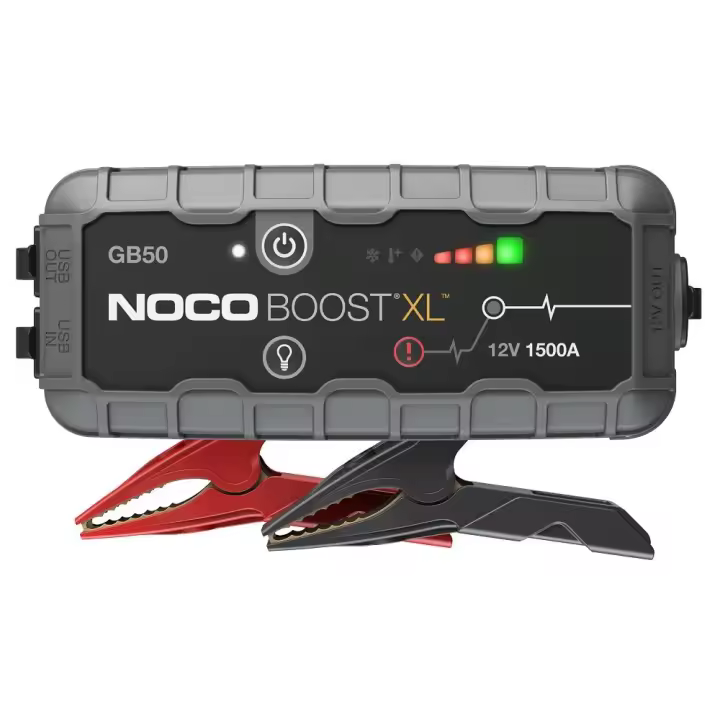 NOCO Boost GB50: Arrancador de Batería de Litio de 1500A UltraSafe – Antichispas y Protección contra Polaridad Inversa – Power Bank USB y Linterna LED – para Motores de Gasolina 7,0L y Diésel 4,5L - 1