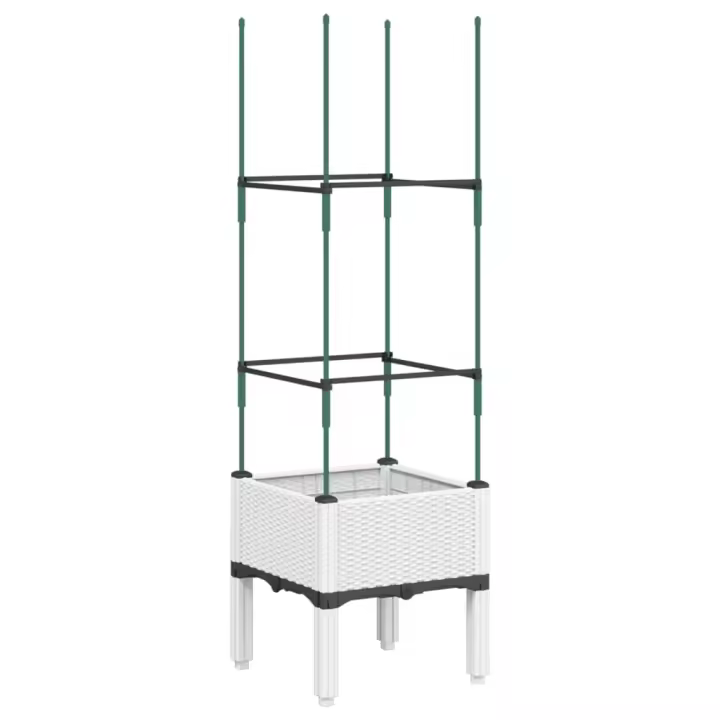 vidaXL Jardinera con enrejado PP blanco 40x40x142,5 cm - 1