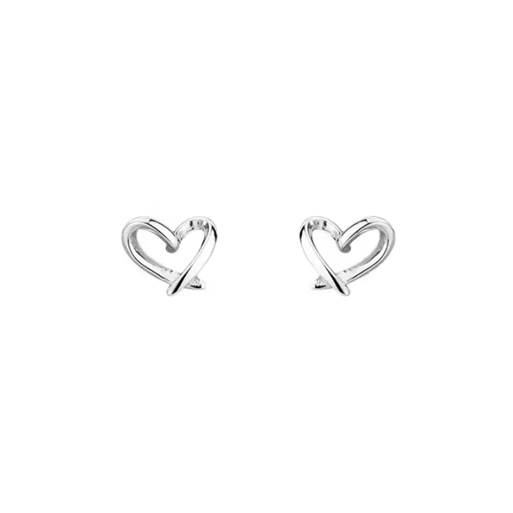 Pendientes de plata de ley 925 para mujer con forma de corazón aretes joyería regalo de moda para mujeres y niñas - 1