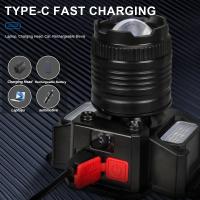 Linterna Frontal Recargable USB Super Brillante Con 5 Modos De Iluminación Pantalla Digital Para Pesca Al Aire Libre Y Camping - details 26