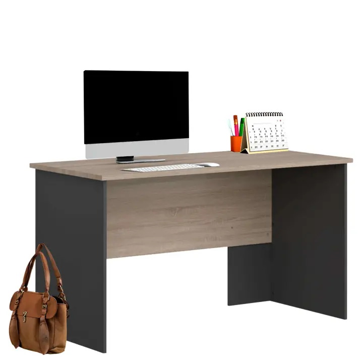 Mesa de Escritorio Oficina Nibis Estilo Industrial Color Roble Sonoma y Gris Antracita 140 cm - 1