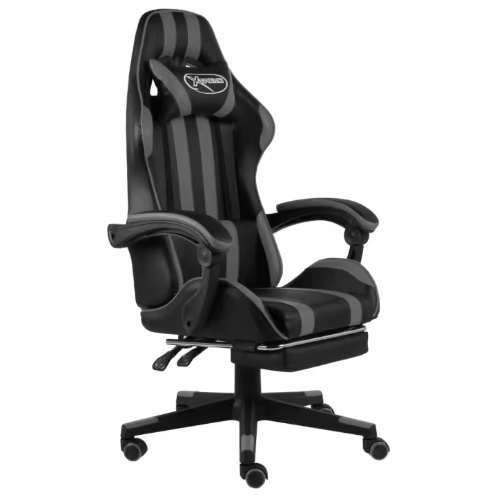 vidaXL Silla gaming con reposapiés cuero sintético negro y en color Gris/Dorado/Verde y más | cómodas modernas ergonómicas para comedor cocina salón hogar - 1