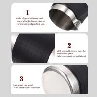 Jarra para espumar leche, jarra vaporizadora de leche de acero inoxidable de 12 oz con pico redondeado, jarra para leche espresso con almohadillas de agarre de silicona resistentes al calor, máquina de espresso, arte latte, color plateado - details 4