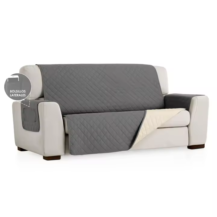 Almeritex 2000 Cubre Sofa Con Bosillos Laterales Reversible - Protector Sofá-Acolchado Sofá-Fácil de Limpiar y Transpirable - 1