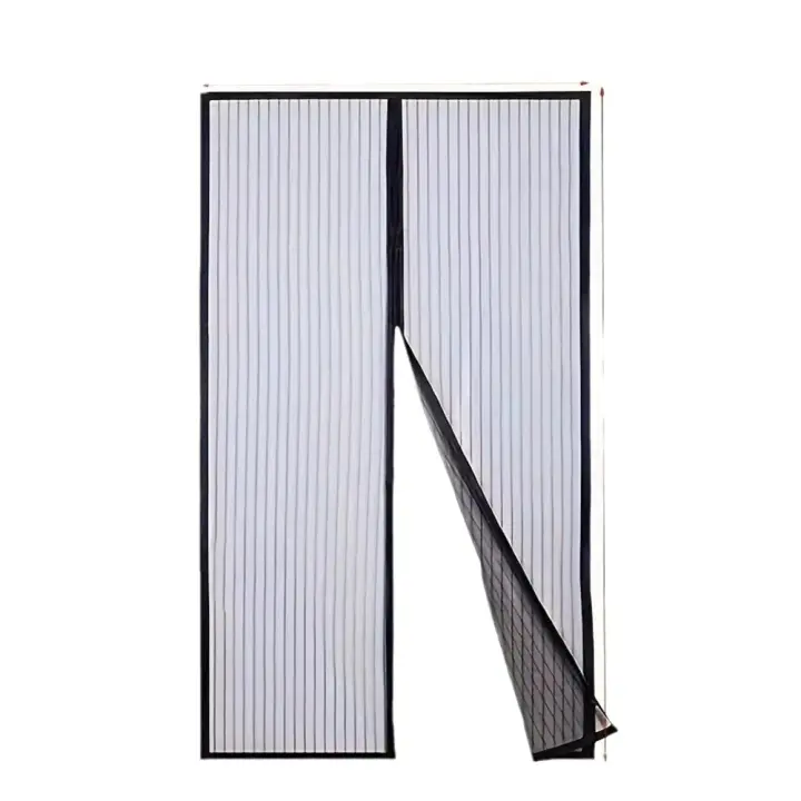 Mosquitera Puerta Magnetica 80 x 210 cm, Varios Tallas, Cortina Mosquitera Puerta Exterior, Cierre automático, No Requiere Herramientas, Fácil de Instalar, Rayas Blancas - 1