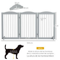 PawHut Barrera de Seguridad para Perros Plegable para Escaleras y Puertas Valla para Perros Pequeños y Medianos de 3 Paneles con Soporte de Pie para Interiores 154x30x80 cm Gris - details 2