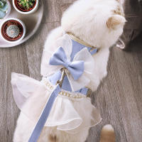 Set De Correa Y Arnes Para Gato Con Diadema Vestido De Princesa Para Chihuahua Y Teddy Gatos Pequeños De Nylon Tallas XS/S/M Colores Rosa/Azul - details 11