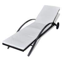 vidaXL Tumbona con cojín y ruedas ratán sintético Marrón, Negro, Sillas de Exterior Ideal para jardín, playa, piscina, terraza Tumbona Piscina Tumbonas Playa Tumbonas Jardín Exterior - details 1