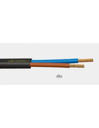 FORCEMILK Cable Forcemilk H05VVH2-F 2x1mm² Plano Negro Cemi CMP21N - Alta Calidad - 1
