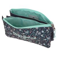 Estuche triple Pepe Jeans azul oscuro con estampado floral 22 x 12 x 5 cm - Tres compartimentos cerrados con cremallera para mejorar la organización - cremallera principal y secundaria, doble bolsillo interior - asa lateral - diseño moderno y versáti - details 1