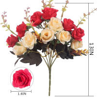 Bouquet De Rosas Artificiales Con Hojas De Eucalipto 12 Cabezas Rojo Para Decoración De Bodas Fiestas Y Hogar Imitación Realista De Flores Para Exterior Y Interior - details 7