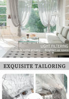 Cortina De Arbolado Silvery Sheer Para Sala De Estar Y Dormitorio Decoración Del Hogar 1 Pieza Moderno Estilo Poliéster Translúcido - details 2