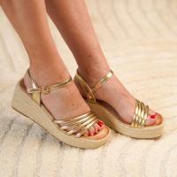 PuntoSalao Sandalias doradas de cuña en yute para mujer TF1601 - details 2
