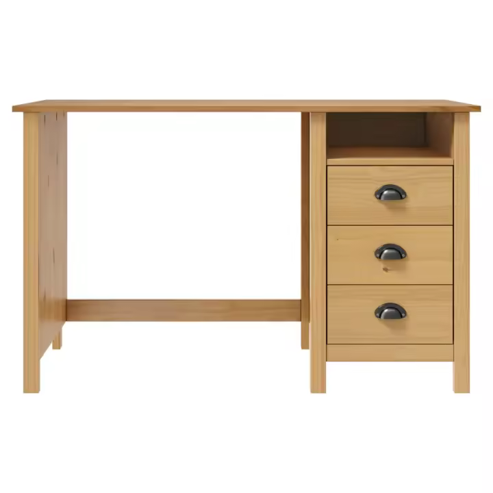 VidaXL Escritorio Hill 3 cajones + compartimento madera de pino 74x120x50 cm - 1