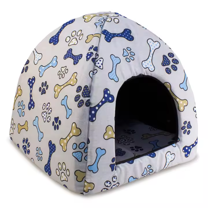 Iglú dibujos Huesos para perros - 40x40x45 cm - Cómodo y agradable - Accesorios para dormir - 1
