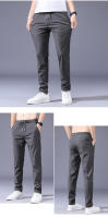 Pantalones Casuales Para Hombre MINGYU Primavera Verano Ultradelgados Estilo Recto Cintura Media Stretch Color Caqui Ajustados - details 11