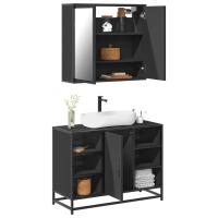vidaXL Set de muebles baño 2 pzas madera contrachapada en color Marrón roble/Gris sonoma/Roble Sonoma y más | almacenamiento funcional diseño moderno para baño dormitorio sala - details 3