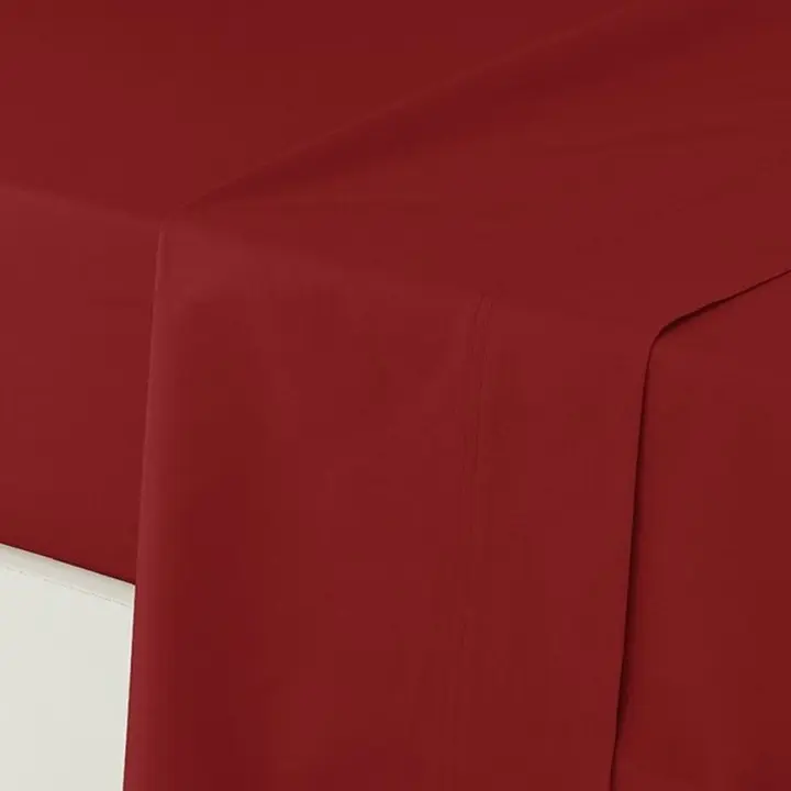 Manterol - Sábana encimera de algodón percal 200 hilos rojo. Sábanas lisas de tejido natural para todas las estaciones, transpirables, duraderas y de fácil planchado. - 1