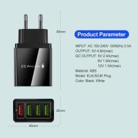Cargador - QC 3,0-Negro-Carga rápida - Protección Contra sobririente-Adaptador USB LED Hub - details 0