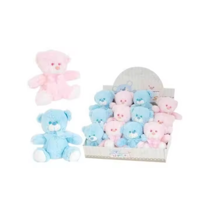PELUCHE 21 CM. OSO LAZO ROSA O AZUL SURTIDOS - 1