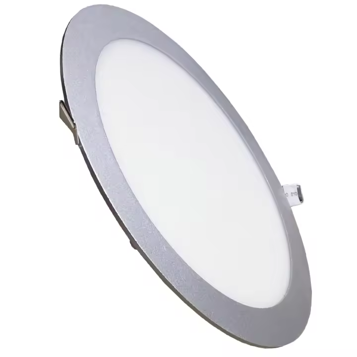 LED ATOMANT Panel LED Redondo 24W plano, Corte 280mm, Marco plata, 2200 lúmenes, Driver incluido, Bajo consumo, Alta eficiencia, Ideal para salones, cocinas, oficinas, Instalación fácil, Luz uniforme y sin parpadeos, Diseño elegante y ultrafino - 1