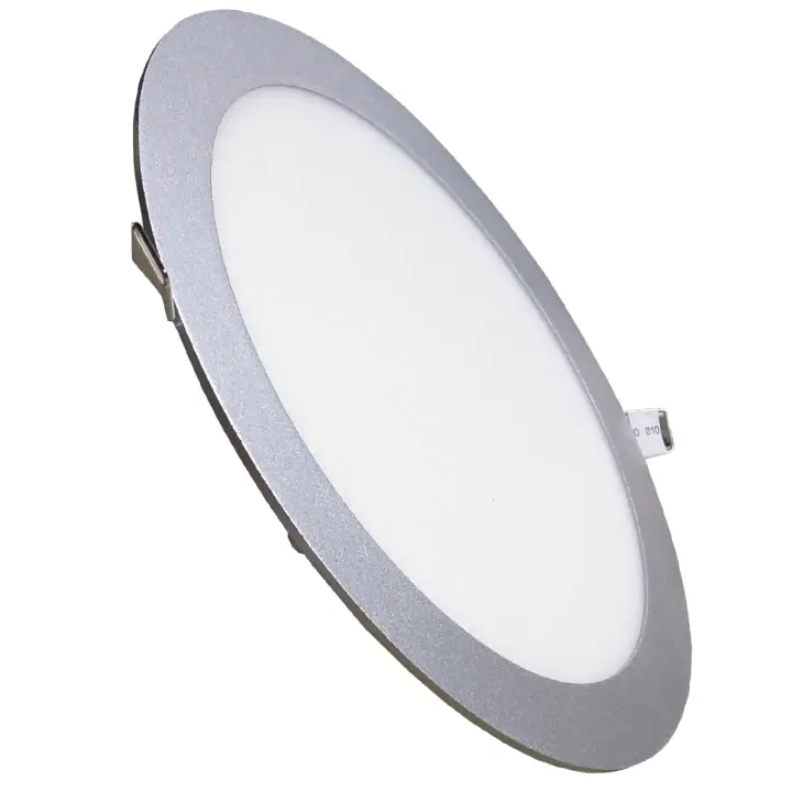 LED ATOMANT Panel LED Redondo 24W plano, Corte 280mm, Marco plata, 2200 lúmenes, Driver incluido, Bajo consumo, Alta eficiencia, Ideal para salones, cocinas, oficinas, Instalación fácil, Luz uniforme y sin parpadeos, Diseño elegante y ultrafino - 1