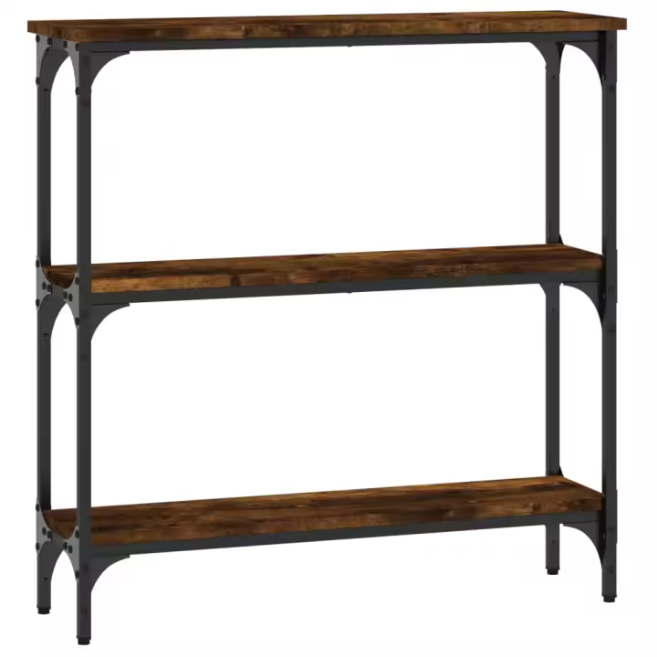 vidaXL Mesa consola madera de ingeniería 75x22,5x75 cm Negro, Roble Sonoma, Roble ahumado Mesa de sofá Mesa de Entrada para Salón Consola de Entrada Mueble Recibidor Mesita Mesa auxiliar Salon - 1