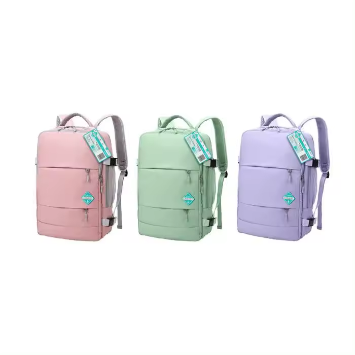 Mochila Cabina Pastel Colores Surtidos 40x30x20 Cms - Puerto USB - Marca Poessa - 1