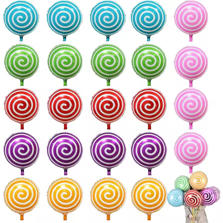 24 Pcs Ballons Bonbons 18 Pouces Ballon en Aluminium Ballons à Hélium Ballon Fete Sucette Kit Ballon Anniversaire Adaptés à Décoration de Fêtes D'anniversaire,Soirées à Thème - 1