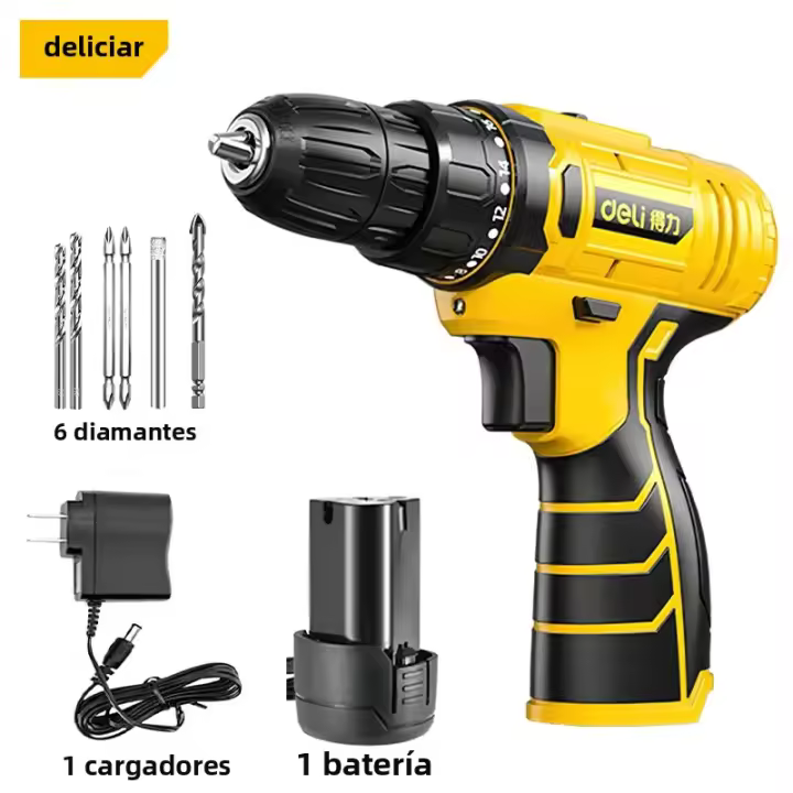 Taladro Eléctrico Inalámbrico Deli 12V Con Batería De Litio Alta Potencia Herramienta Eléctrica Para DIY En El Hogar - 1