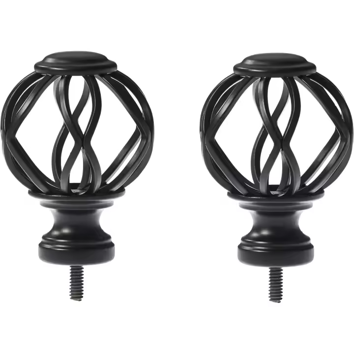 Terminaciones de Barra de Cortina en Forma de Jaula - 2 Unidades, Color Negro - AmazonBasics - Accesorios para Cortinas - 1