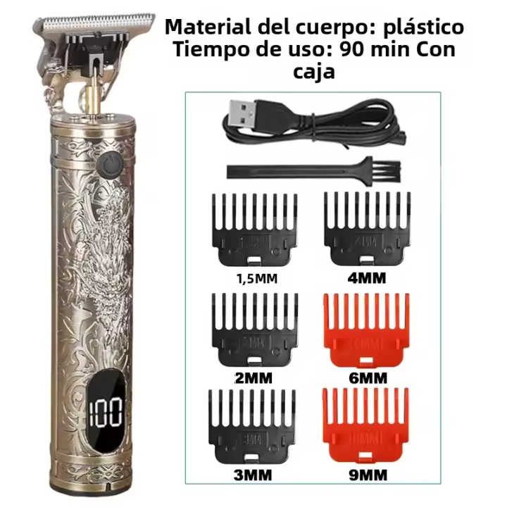 Afeitadora Eléctrica Para Hombres Con Pantalla Digital Cabeza Cortadora De Acero Inoxidable Ajuste De Longitud De Cabello Máquina De Peluquero Profesional Para Cabeza Cuerpo Barba Y Nariz - 1