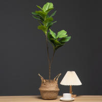 Arbusto De Fico Artificial De 103cm/132cm Gran Hoja De Banyan Falsa Planta De Goma Para Decoración De Jardín Oficina Y Hogar - details 0