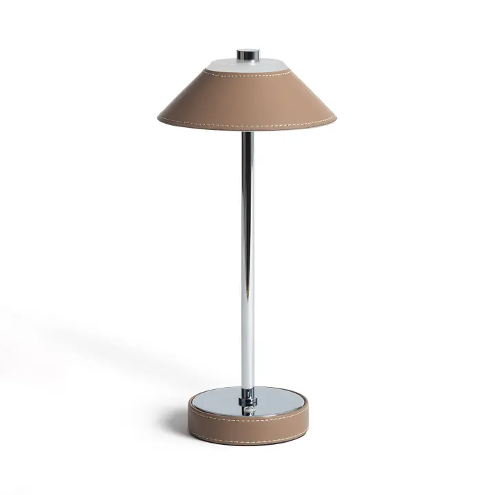 Ledkia Lámpara de Mesa LED Portátil Cuero y Metal con Batería USB Recargable Limer Amarillo - 1