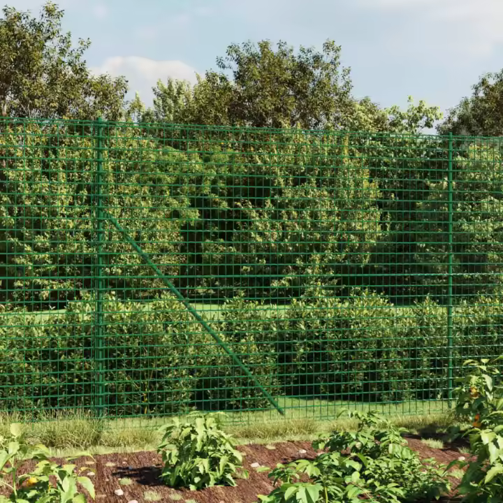 vidaXL Cerca de alambre de acero galvanizado verde 2x25 m - 1