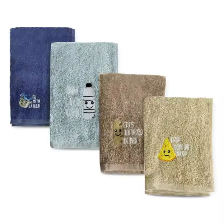 TIENDA EURASIA – Pack de 4 Paños de Cocina Bordados, 50x50x0,5cm, Multiusos, 100% Algodón, Resistente y Absorbente - 1