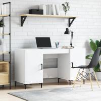 vidaXL Escritorio madera de ingeniería 140x50x75 cm en color Roble Sonoma/Blanco/Blanco brillante | estructura resistente ideal para salón dormitorio o estudio - details 2