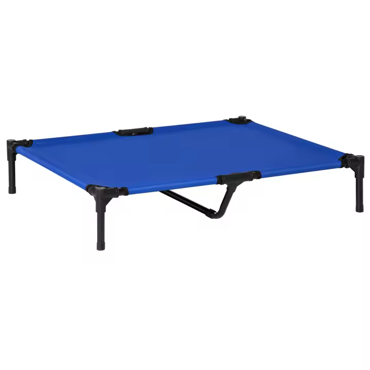 PawHut Cama elevada para perros, cama elevada refrescante para perros, bolsa de transporte incluida, marco de metal, tela Oxford de alta densidad, 92 x 76 x 18 cm, azul - 1