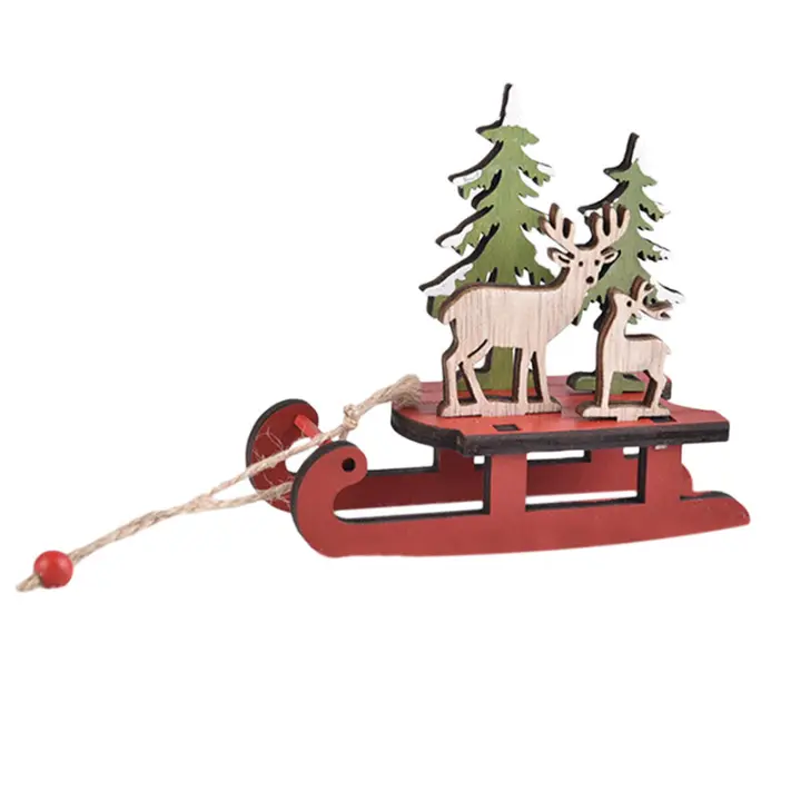 Adornos Navideños De Madera Para El Hogar En Forma De Esquiador Doble Silla Y Reindeer Decoración De Navidad DIY Moderna - 1