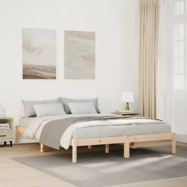 vidaXL Cama extralarga sin colchón madera maciza de pino 140x210 cm - 1