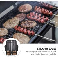 Kit De 10 PCS Brochetas De Acero Inoxidable Con Mango De Madera Para Barbacoa Asadores Y Campaña Funda De Almacenamiento Exterior - details 5
